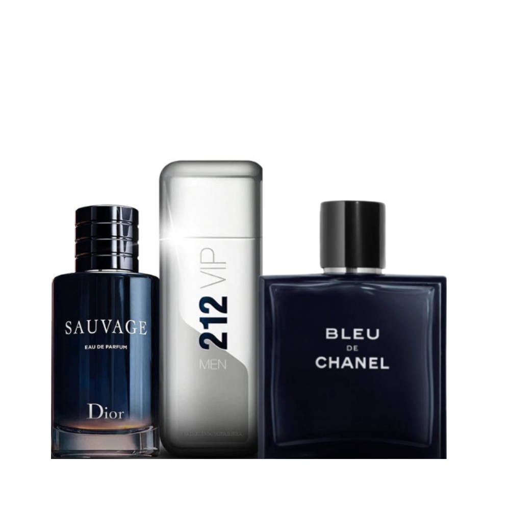 Combo 3 Herrenparfums – Sauvage Dior + Bleu de Chanel und 212 Carolina Herrera 50ml