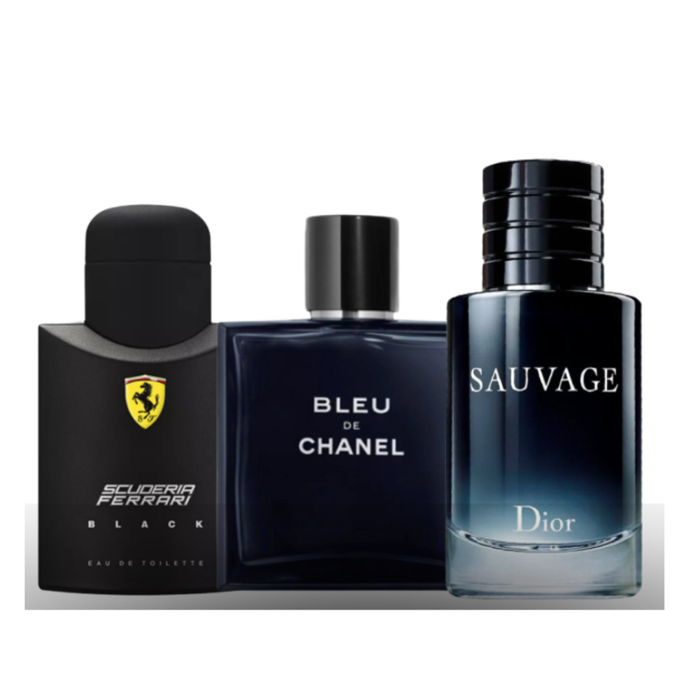 Kombination von Parfums: Ferrari Black, Sauvage und Chanel Bleu