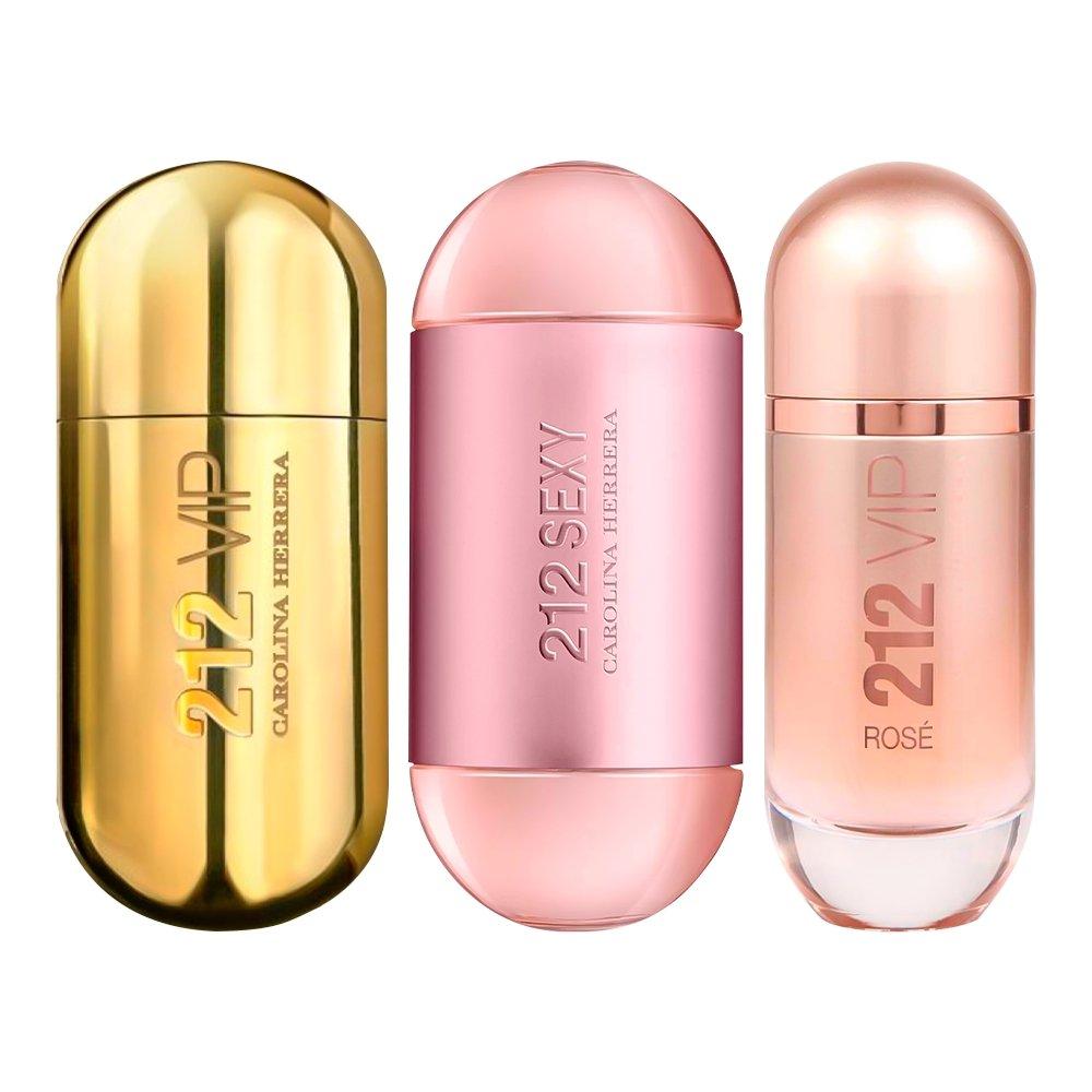 Combo de 3 Perfumes Femininos 212 VIP Rosé, 212 VIP e 212 Sexy